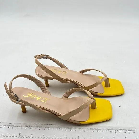 FOWT Light Sand Yellow Slingback Thong Flip-Flop Beach Dress Sandals