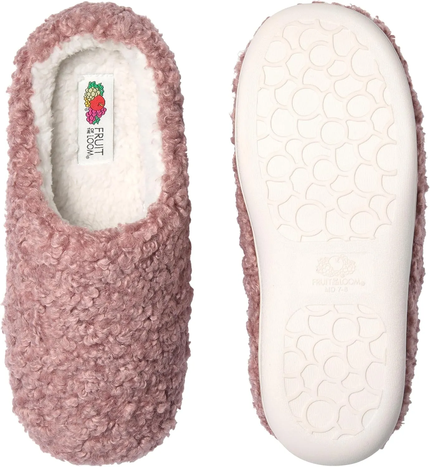 Fruit of the Loom House Slippers For Women, Memory Foam Insole, Indoor Outdoor, Comfy, Berber Loafer
