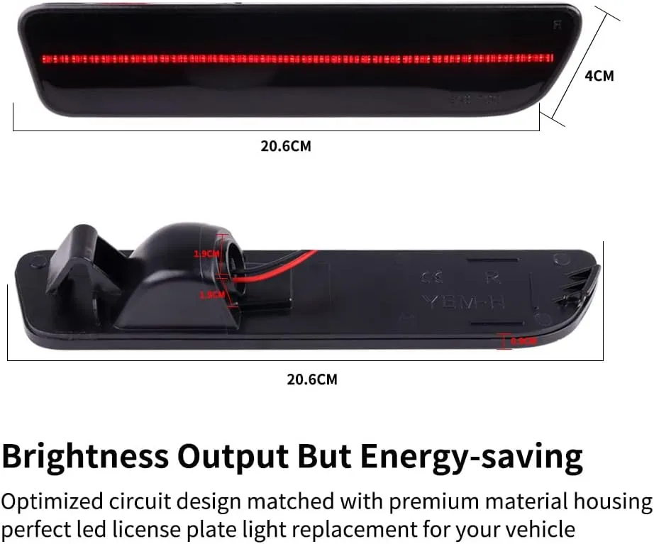 Full LED Rear Side Marker Red Light Kit Smoked Lens Rear Bumper Red Lights 2pcs Fit for 2005-2009 Ford Mustang GT