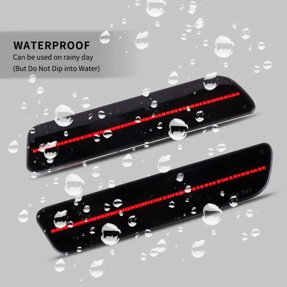 Full LED Rear Side Marker Red Light Kit Smoked Lens Rear Bumper Red Lights 2pcs Fit for 2005-2009 Ford Mustang GT