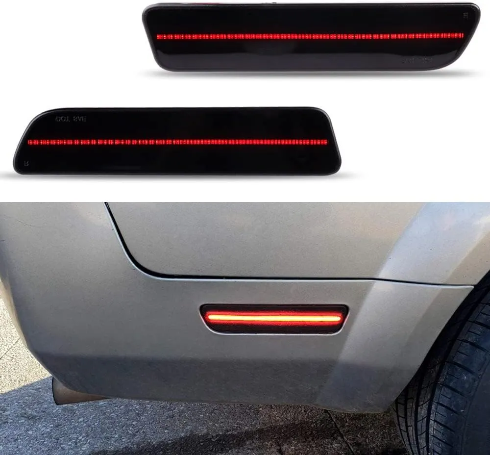 Full LED Rear Side Marker Red Light Kit Smoked Lens Rear Bumper Red Lights 2pcs Fit for 2005-2009 Ford Mustang GT