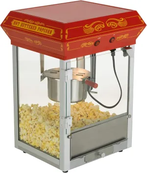 Funtime FT421CR Antique Carnival-Style 4-Ounce Tabletop Hot-Oil Popcorn Popper, Red