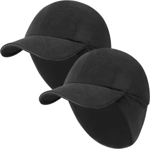 GADIEMKENSD Winter Running Baseball Cap Women Fleece Ponytail Hat with Ear Flaps Reflective Design 1Pack and 2Pack