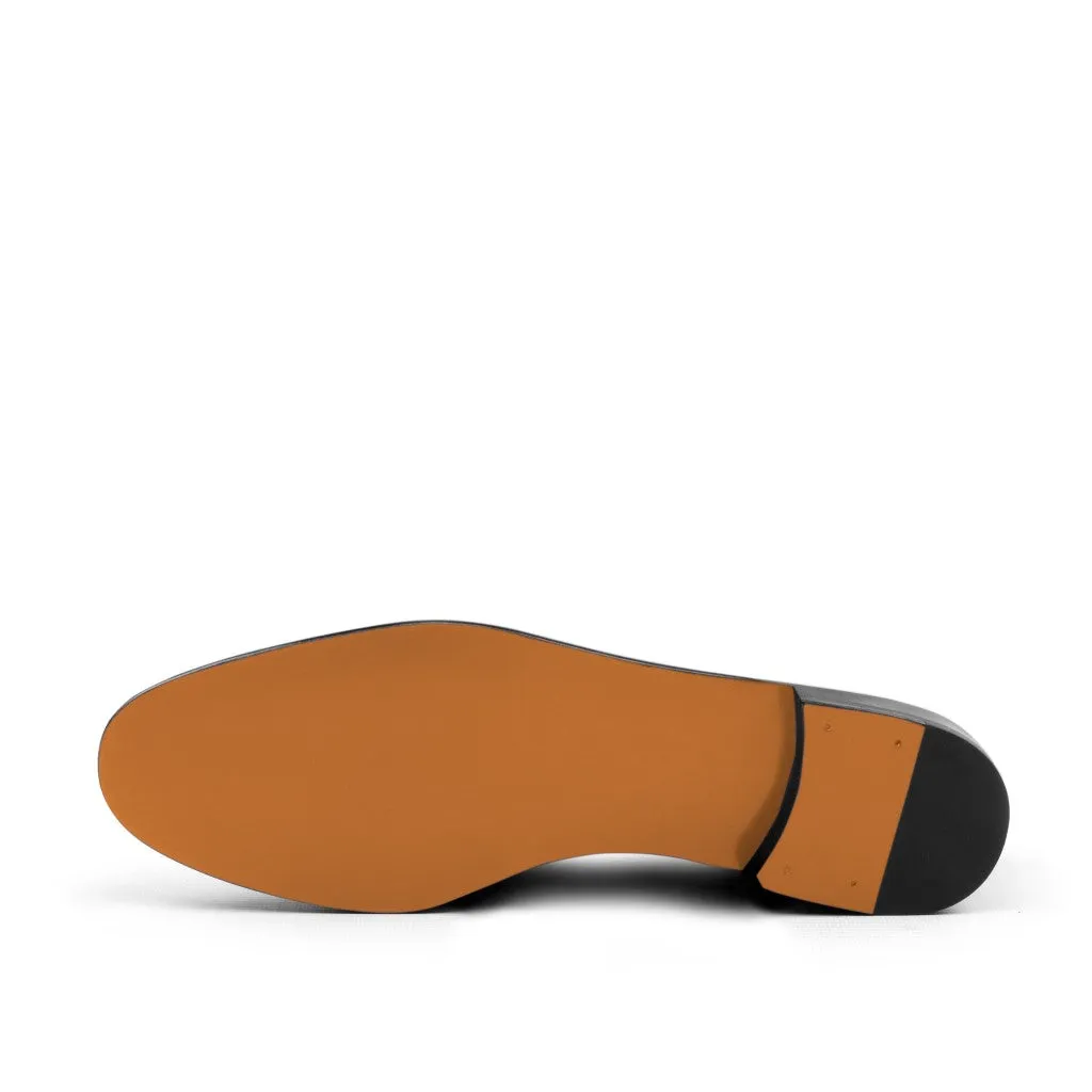 Gentlemen Cortes Slip On - Hand Painted Dark Brown Croco Embossed Calf Leather