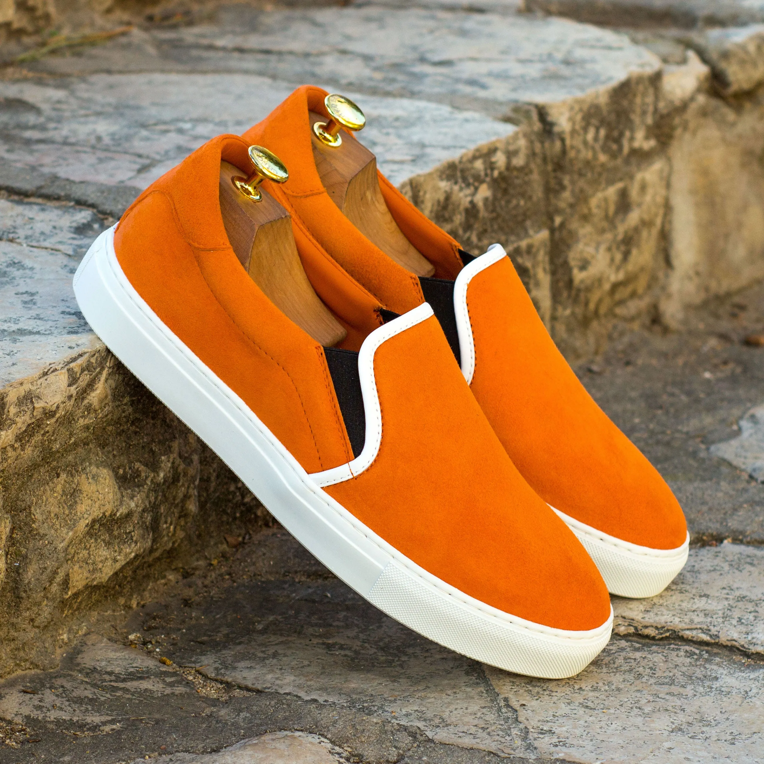 Gentlemen Diario Slip On - Orange Kid Suede Calf Leather