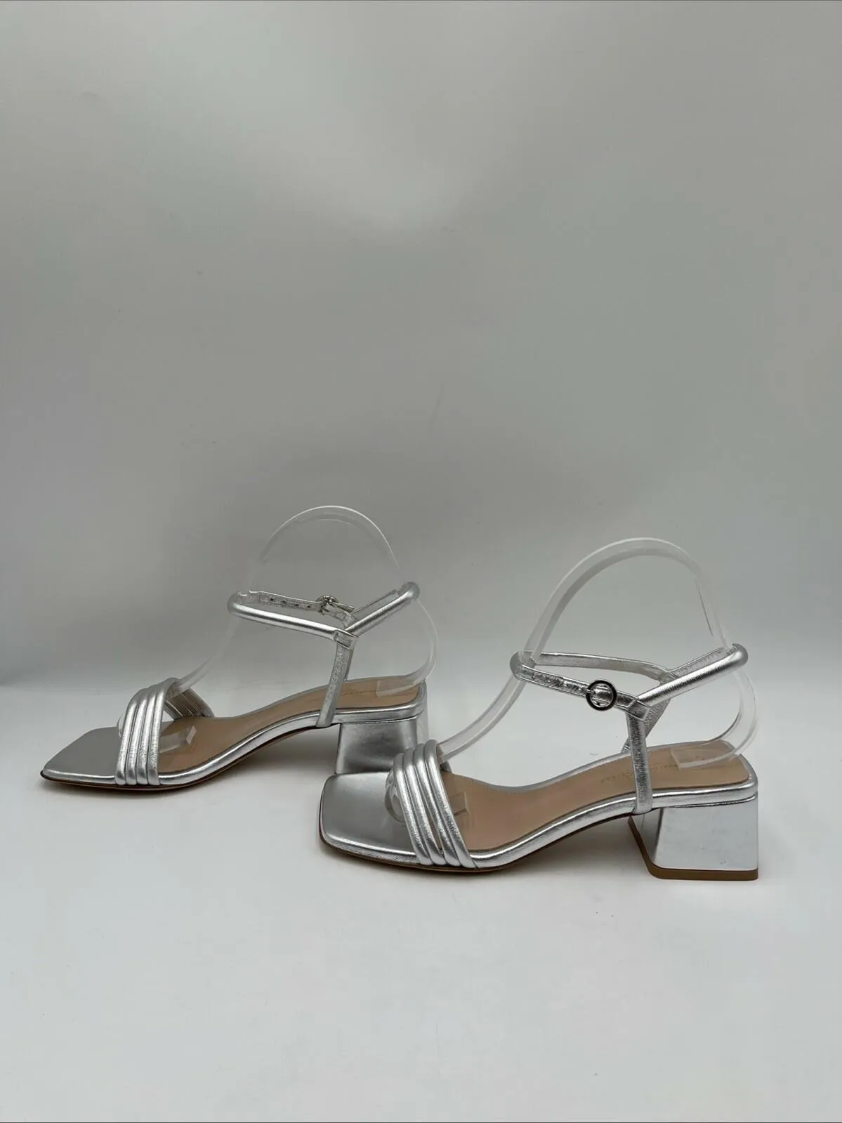 Gianvito Rossi Malou Mule Sandals Silver Size 37 - Very Good