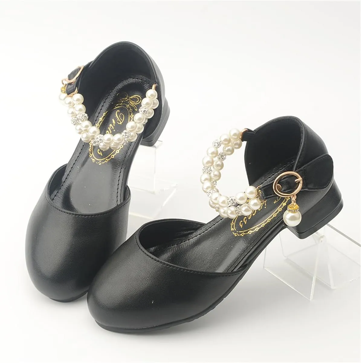 Girls Dress Shoes Mary Jane Flower Girl Low Heels Princess Shoes for Wedding Party 5531