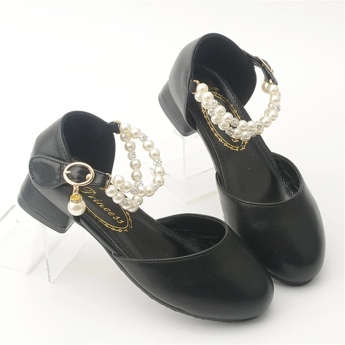 Girls Dress Shoes Mary Jane Flower Girl Low Heels Princess Shoes for Wedding Party 5531