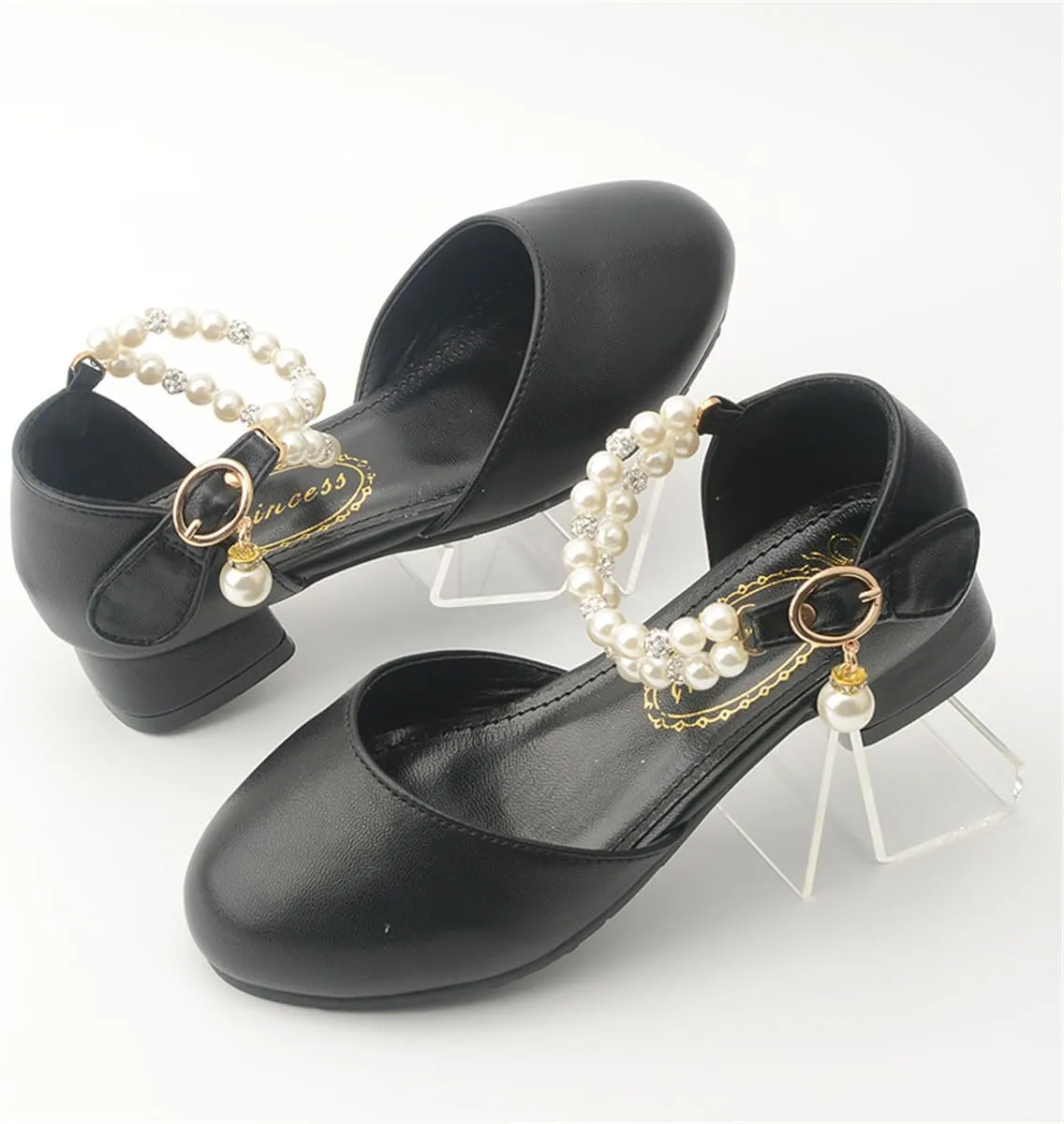 Girls Dress Shoes Mary Jane Flower Girl Low Heels Princess Shoes for Wedding Party 5531