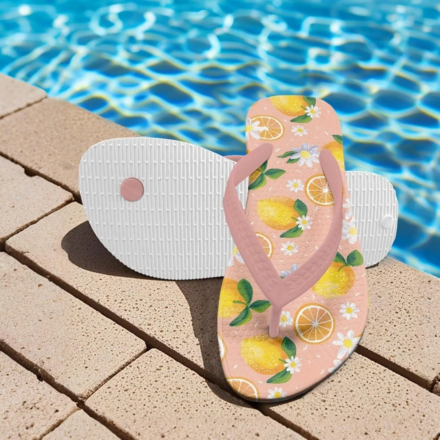 Girl's Flip Flops Kid's Non-Slip Sole Quick Drying Beach Slippers Slide Sandals Pink Straps