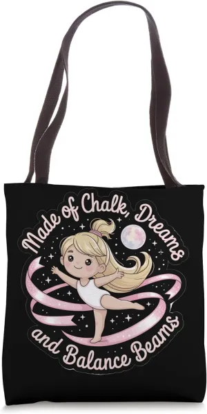 Girls Gymnastics Made of Chalk Dreams and Balance Beams Kids Tote Bag