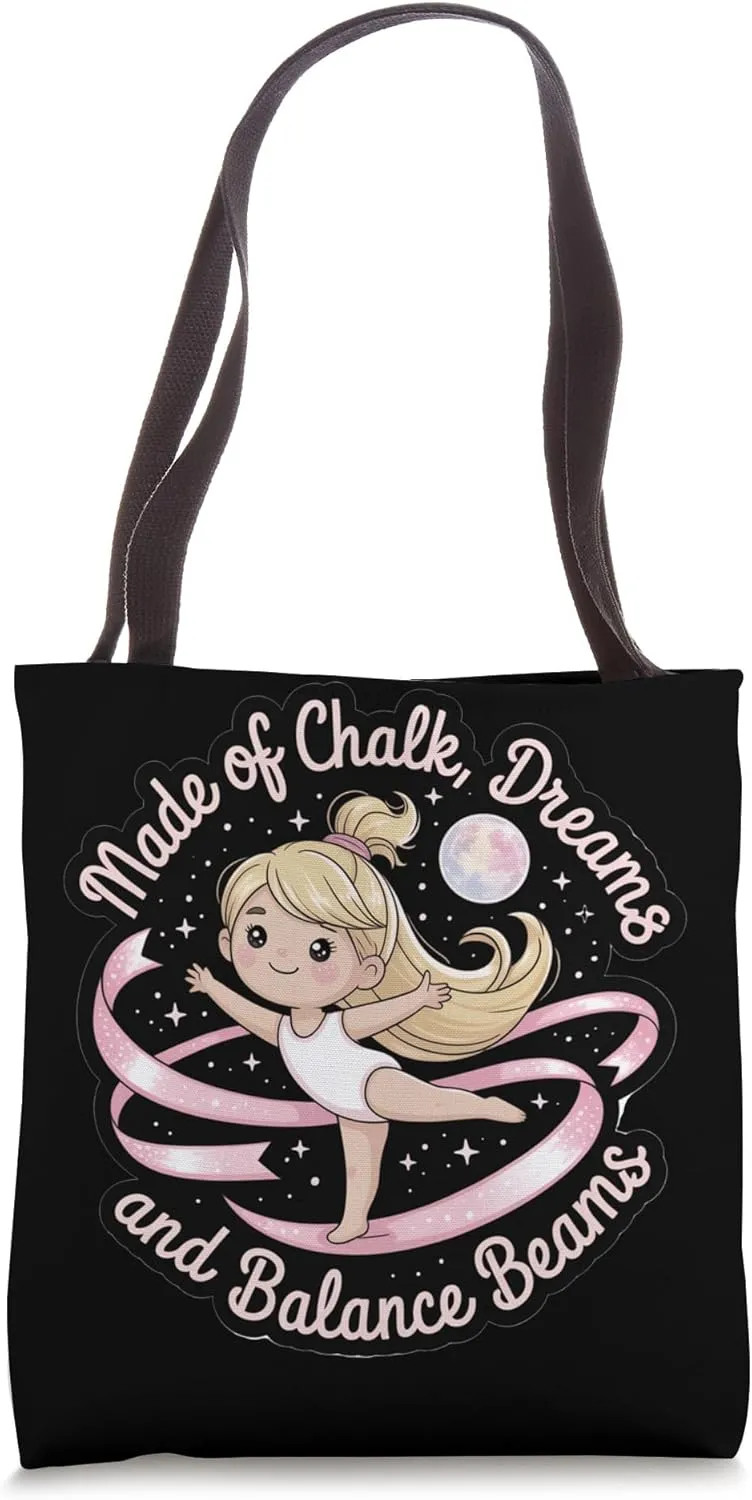 Girls Gymnastics Made of Chalk Dreams and Balance Beams Kids Tote Bag