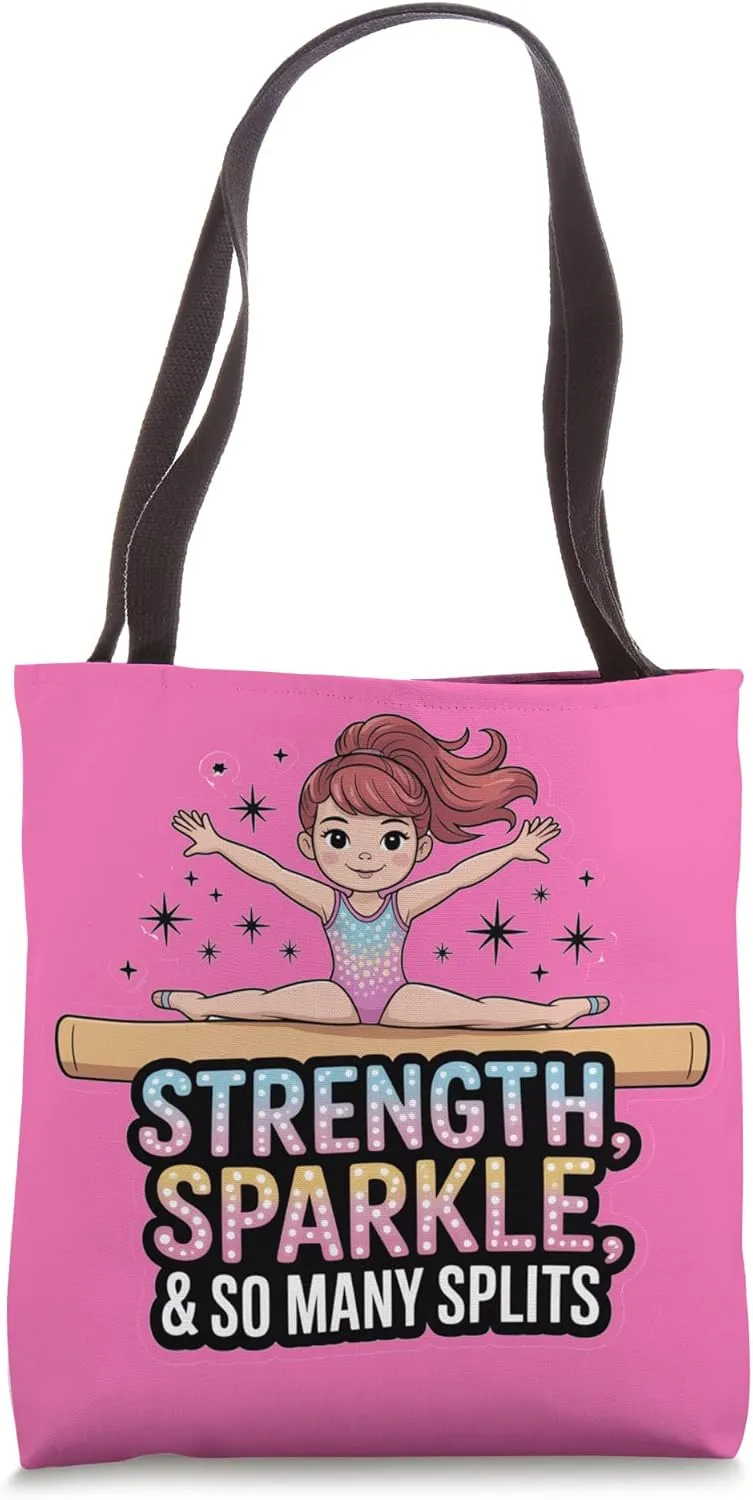 Girls Gymnastics Strength So Many Splits Beam Flip Tumble Tote Bag