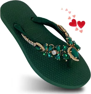 Glam Rhinestones Flip Flops For Women