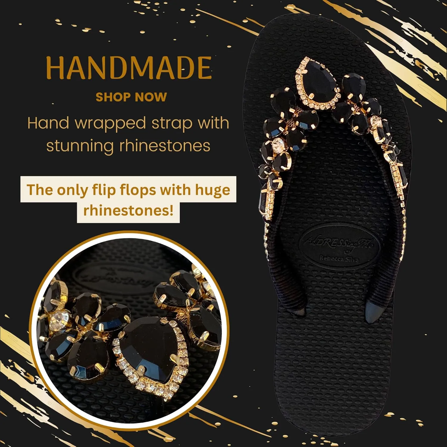 Glam Rhinestones Flip Flops For Women