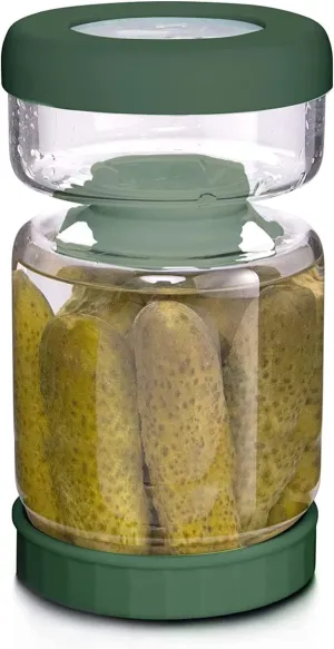 Glass Pickle Jar,34oz Olive Hourglass Jar with Strainer,Airtight Glass Jar Pickle Juice Separator Jar Pickle Flip Jar for Gherkin Jalapeno