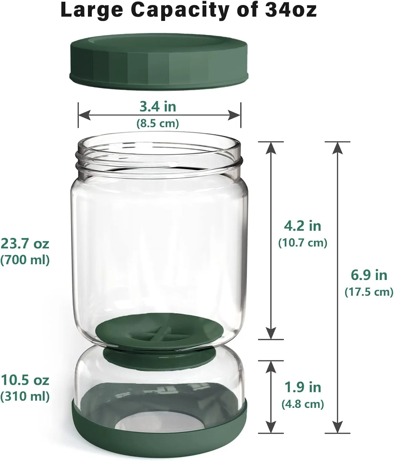 Glass Pickle Jar,34oz Olive Hourglass Jar with Strainer,Airtight Glass Jar Pickle Juice Separator Jar Pickle Flip Jar for Gherkin Jalapeno