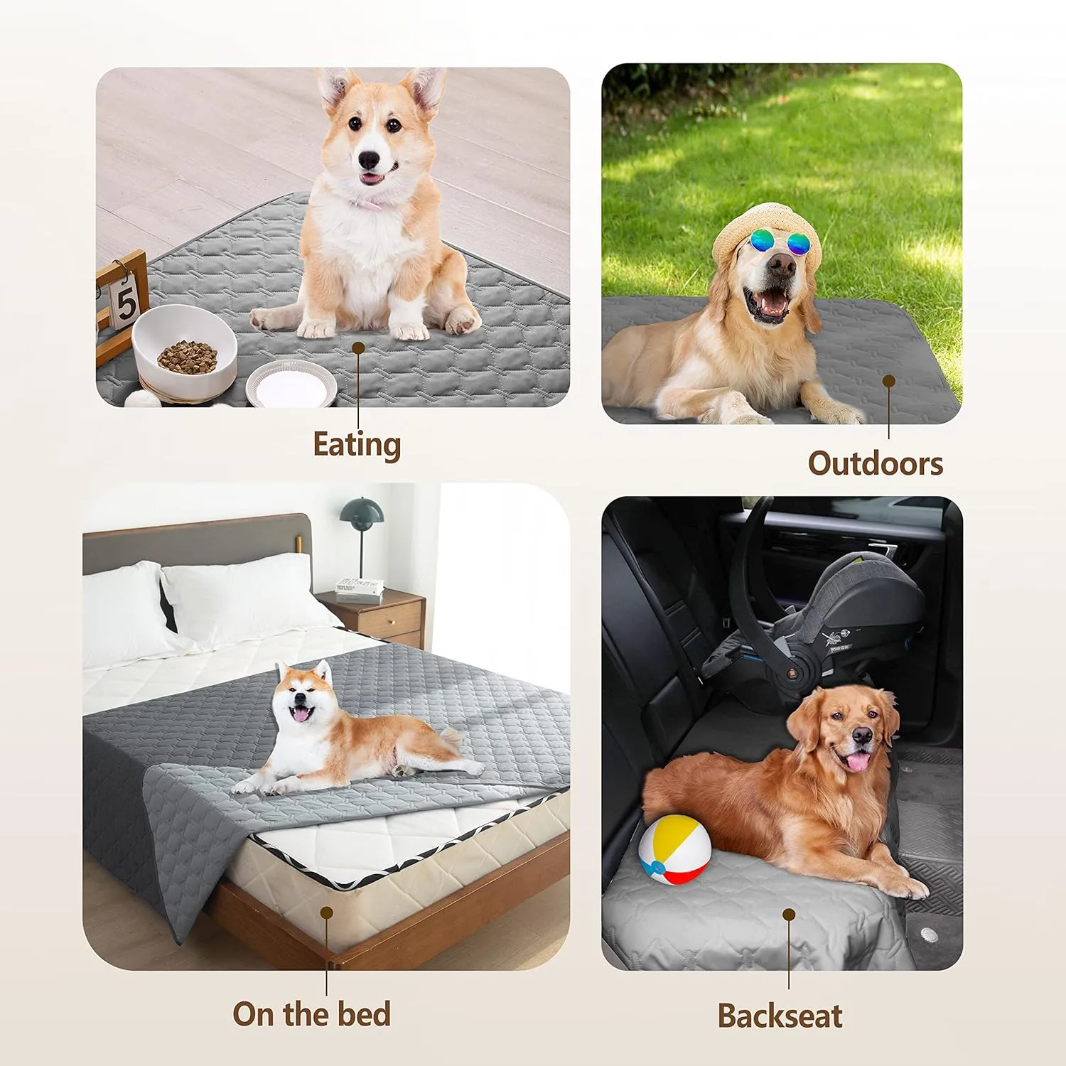 gogobunny 3X Stronger Waterproof Pet Blanket, Scratch Proof Furniture Protector for Dogs Cats, Reversible Cover 52x82 Inch, Dark Grey/Light Grey