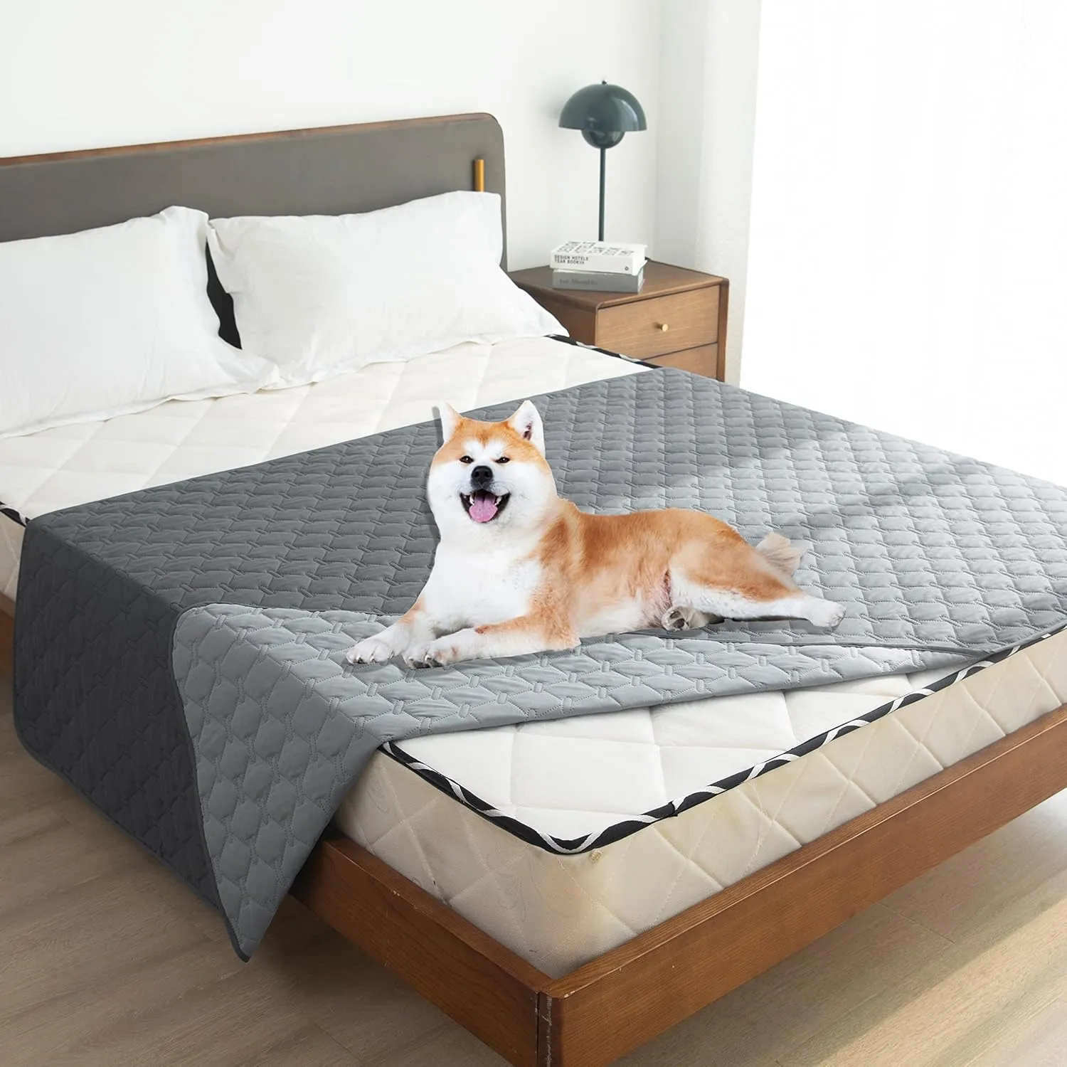 gogobunny 3X Stronger Waterproof Pet Blanket, Scratch Proof Furniture Protector for Dogs Cats, Reversible Cover 52x82 Inch, Dark Grey/Light Grey