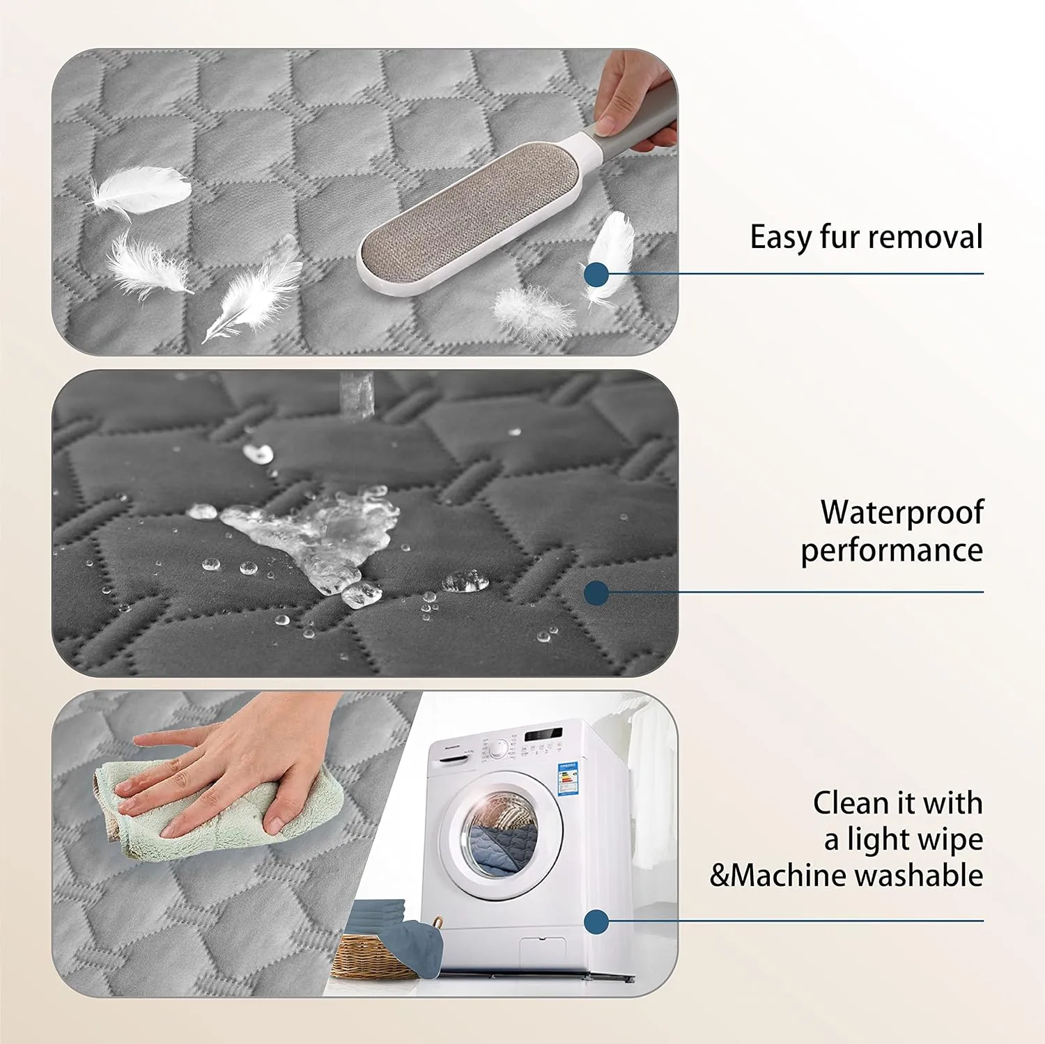 gogobunny 3X Stronger Waterproof Pet Blanket, Scratch Proof Furniture Protector for Dogs Cats, Reversible Cover 52x82 Inch, Dark Grey/Light Grey