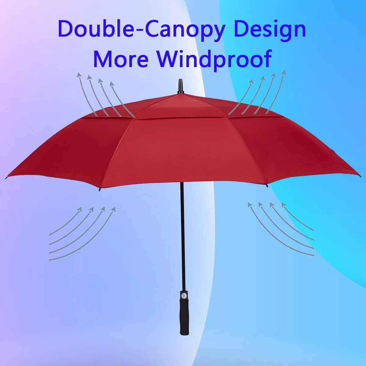 Goothdurs 62/68 Inches Golf Umbrella Automatic Open Windproof Waterproof Large Double Canopy Vented Rain Stick Umbrellas for Men Women