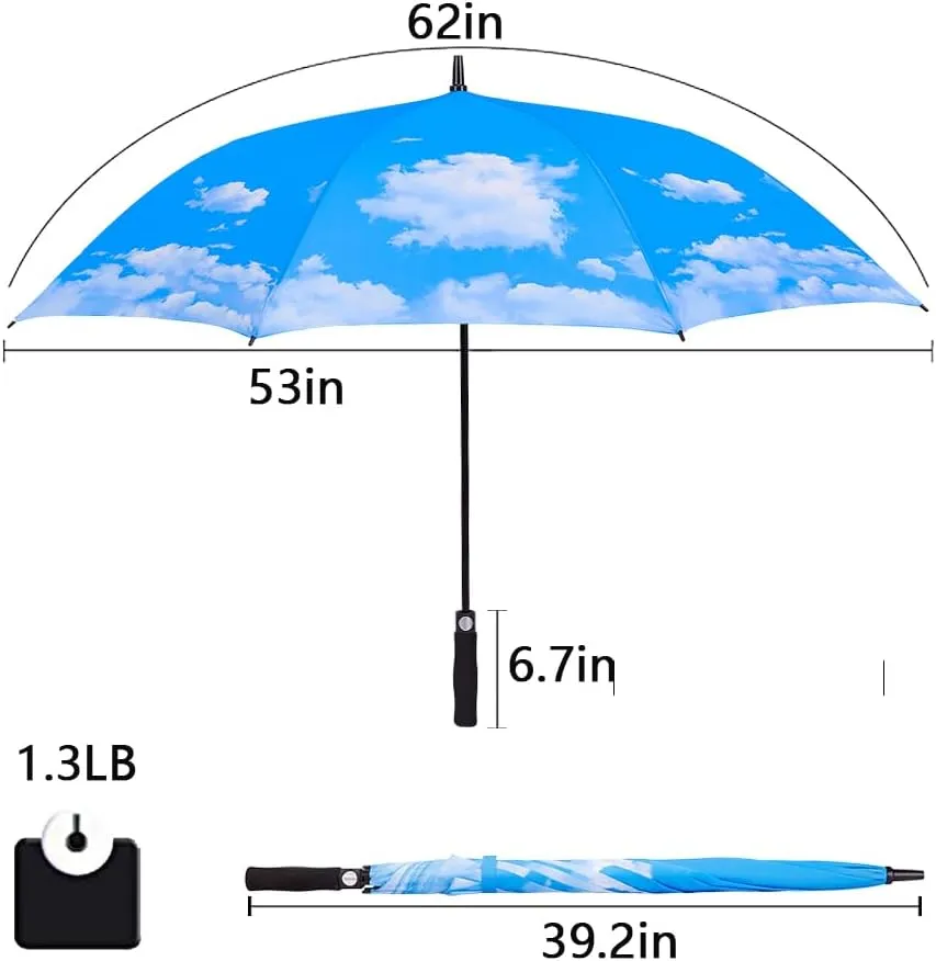 Goothdurs 62/68 Inches Golf Umbrella Automatic Open Windproof Waterproof Large Double Canopy Vented Rain Stick Umbrellas for Men Women