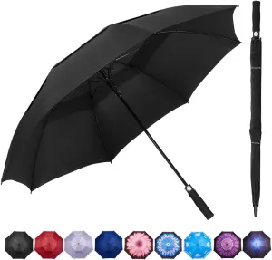 Goothdurs 62/68 Inches Golf Umbrella Automatic Open Windproof Waterproof Large Double Canopy Vented Rain Stick Umbrellas for Men Women