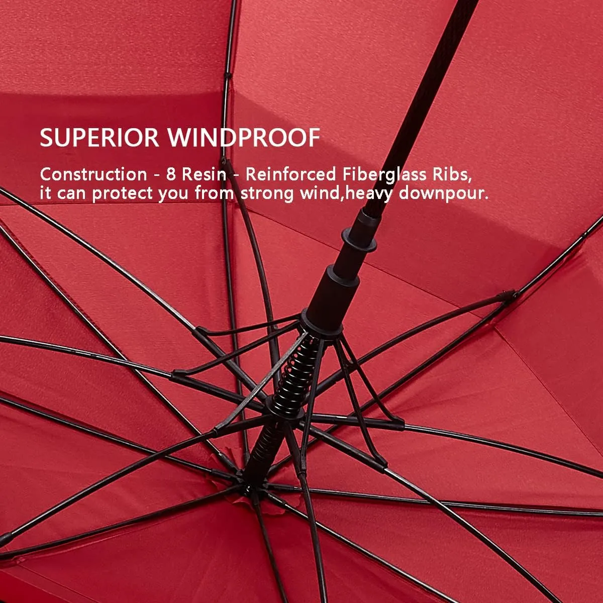 Goothdurs 62/68 Inches Golf Umbrella Automatic Open Windproof Waterproof Large Double Canopy Vented Rain Stick Umbrellas for Men Women