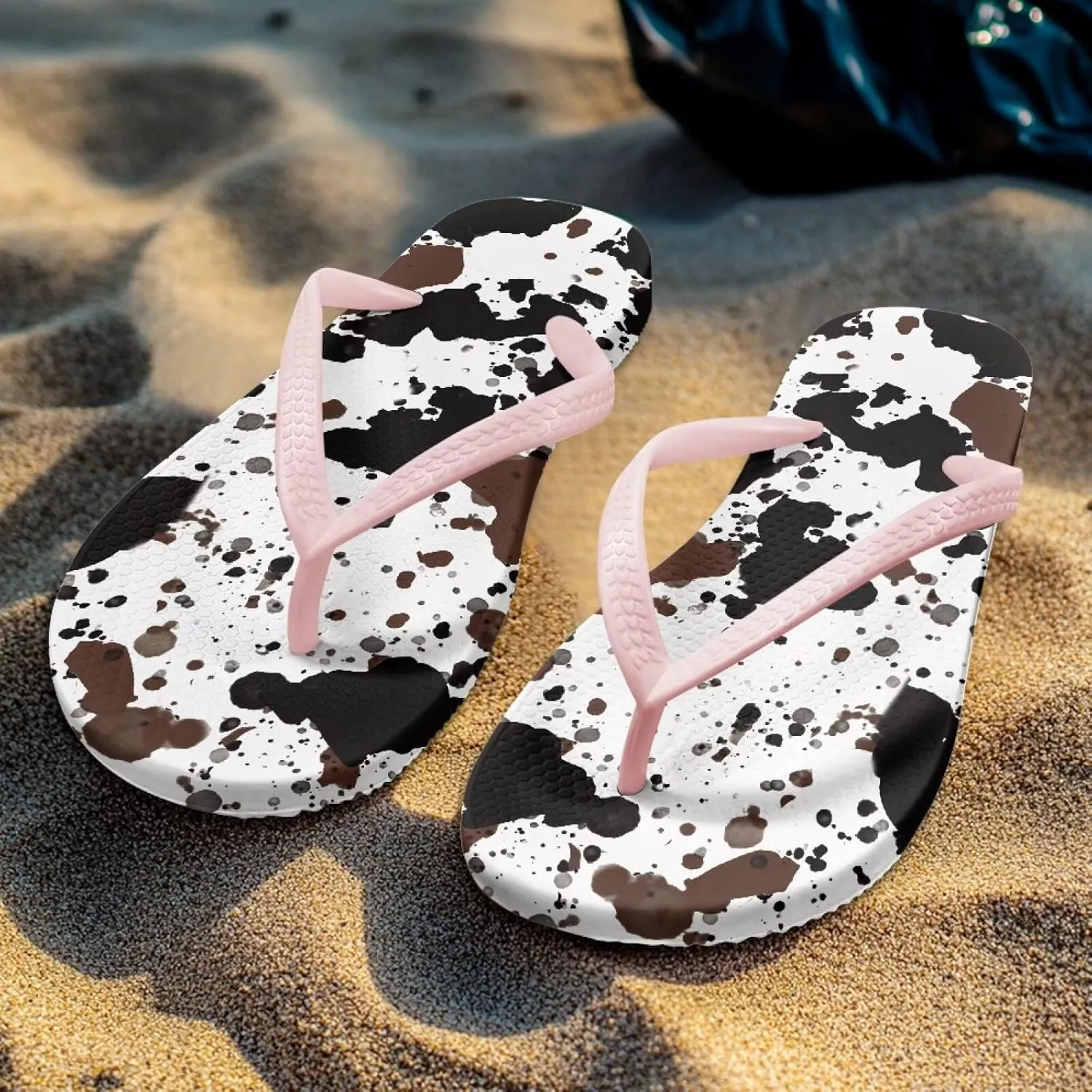 GOSTONG Women Flip Flops Soft Lightweight Beach Pool & Vacation Slides Sandals Non-Slip Sole Summer Essentials Pink Strap Size 5.5-9.5