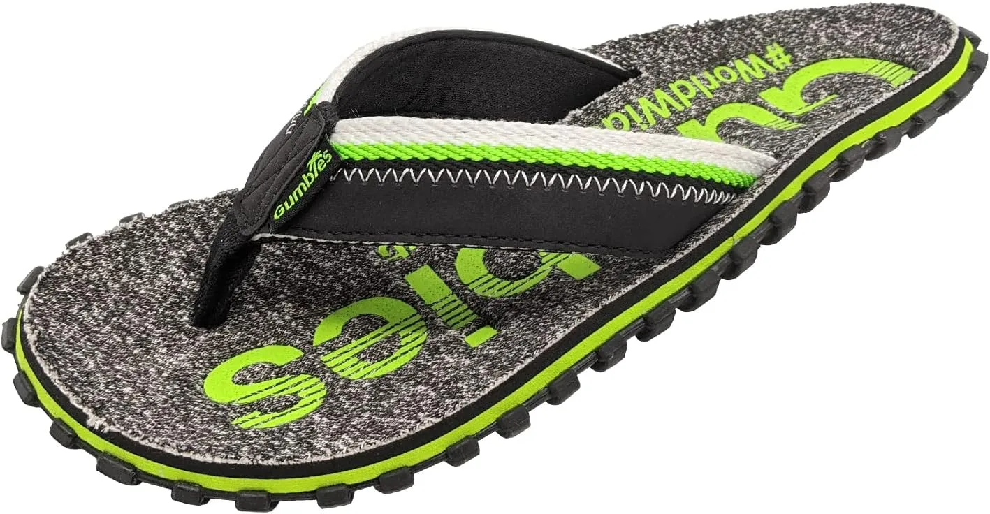 Gumbies Cairns Unisex Flip Flops with Supersoft Cotton Toe Post, Fabric Footbed & Recycled Rubber Sole - Comfort Guaranteed