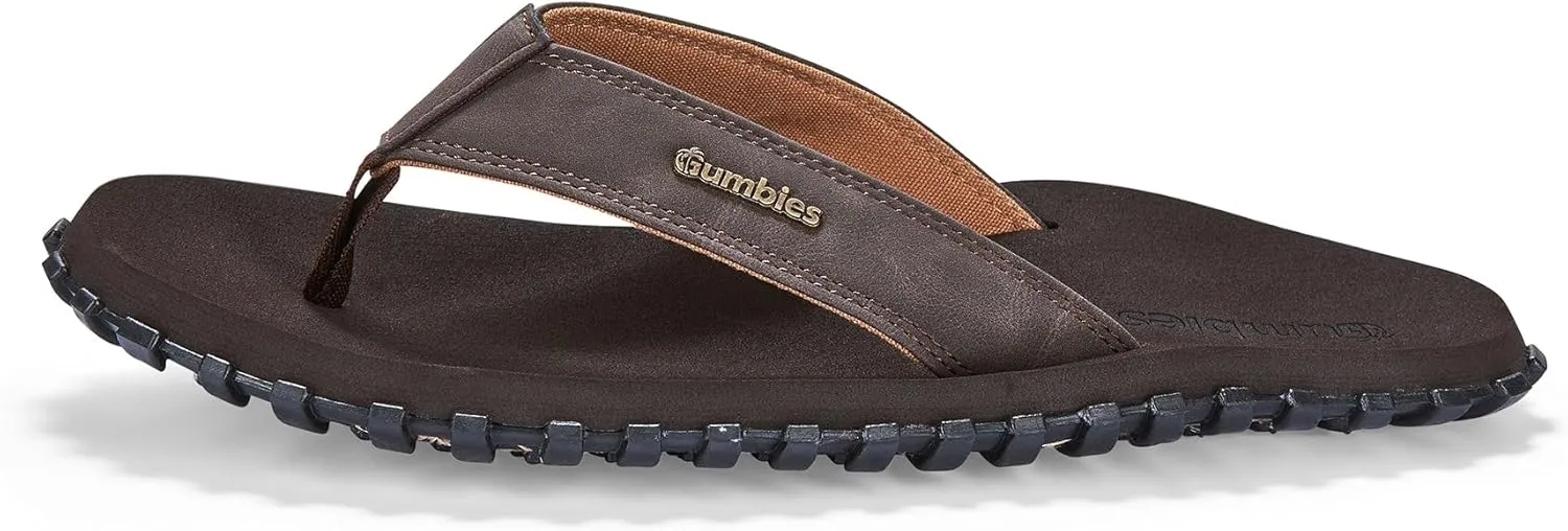 Gumbies Vegovert Unisex Flip-Flop, with Supersoft Brush EVA Footbed, Soft Cotton Backed Faux Leather Strap & Recycled Rubber Sole - Comfort Guaranteed