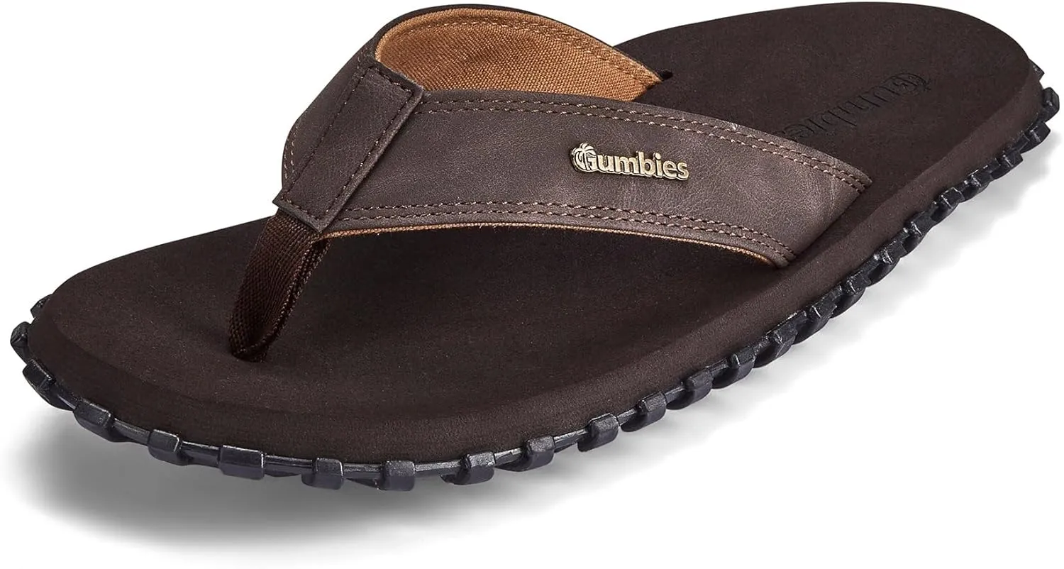 Gumbies Vegovert Unisex Flip-Flop, with Supersoft Brush EVA Footbed, Soft Cotton Backed Faux Leather Strap & Recycled Rubber Sole - Comfort Guaranteed