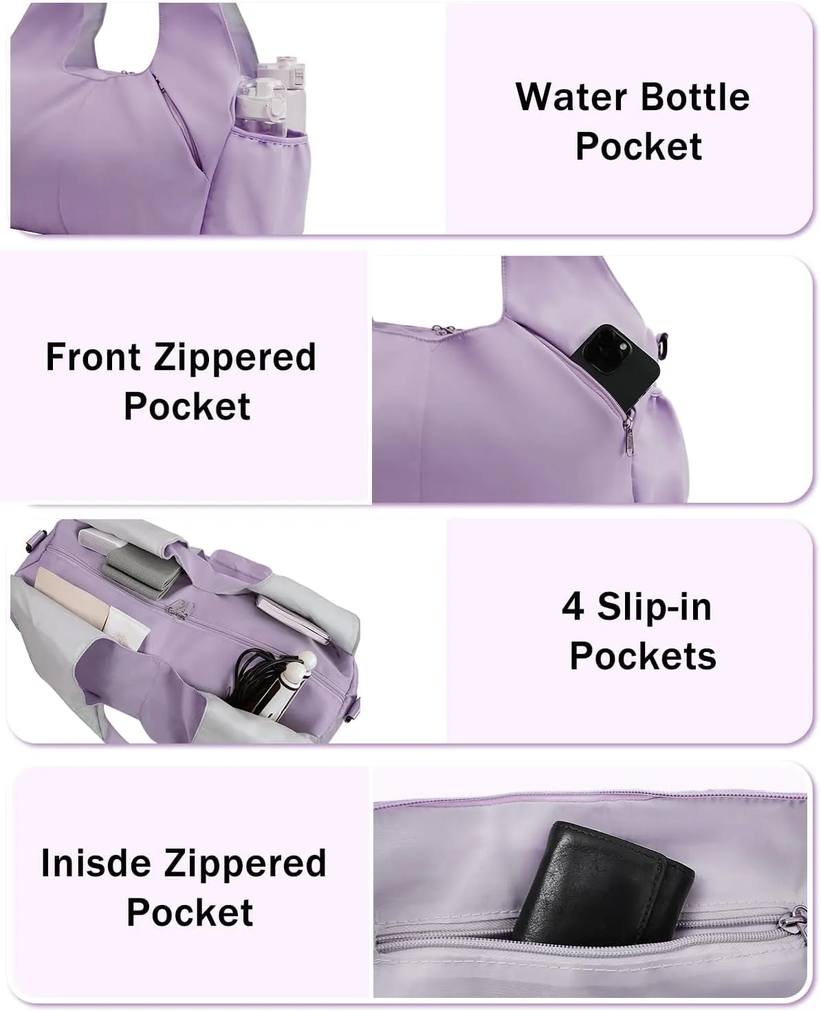 Gym Bag for Women with Shoe Compartment Yoga Mat Bag with Wet Pocket and Water Bottle Holder Weekender Bag with Strap