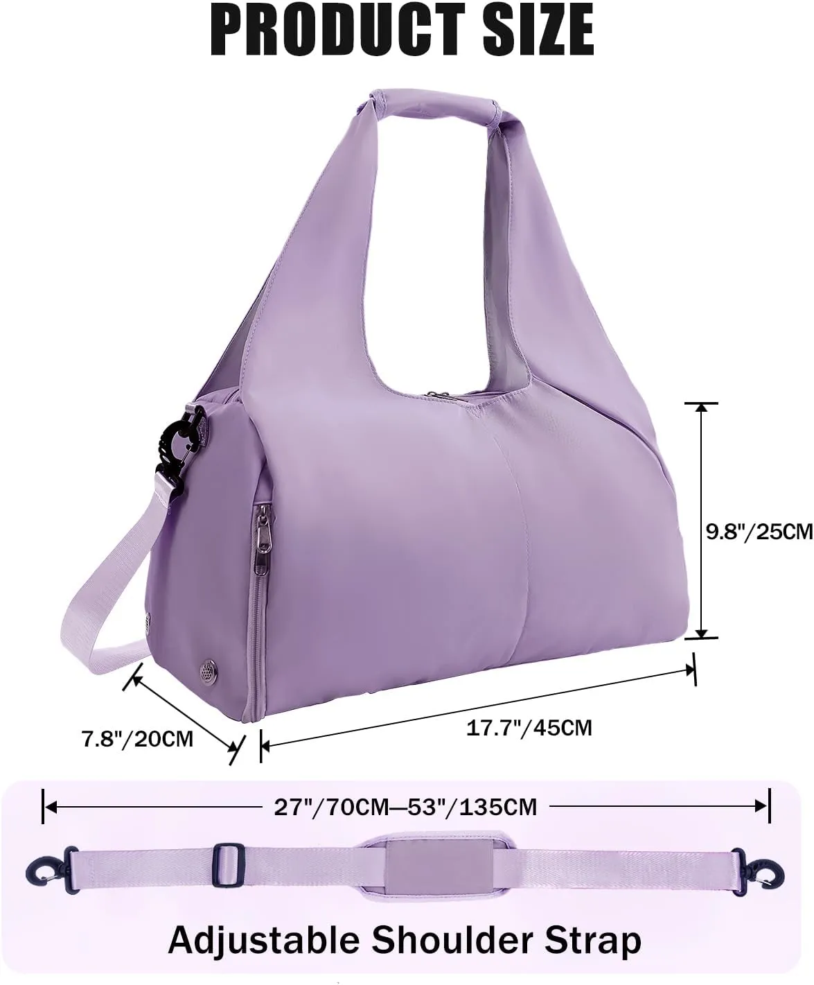 Gym Bag for Women with Shoe Compartment Yoga Mat Bag with Wet Pocket and Water Bottle Holder Weekender Bag with Strap