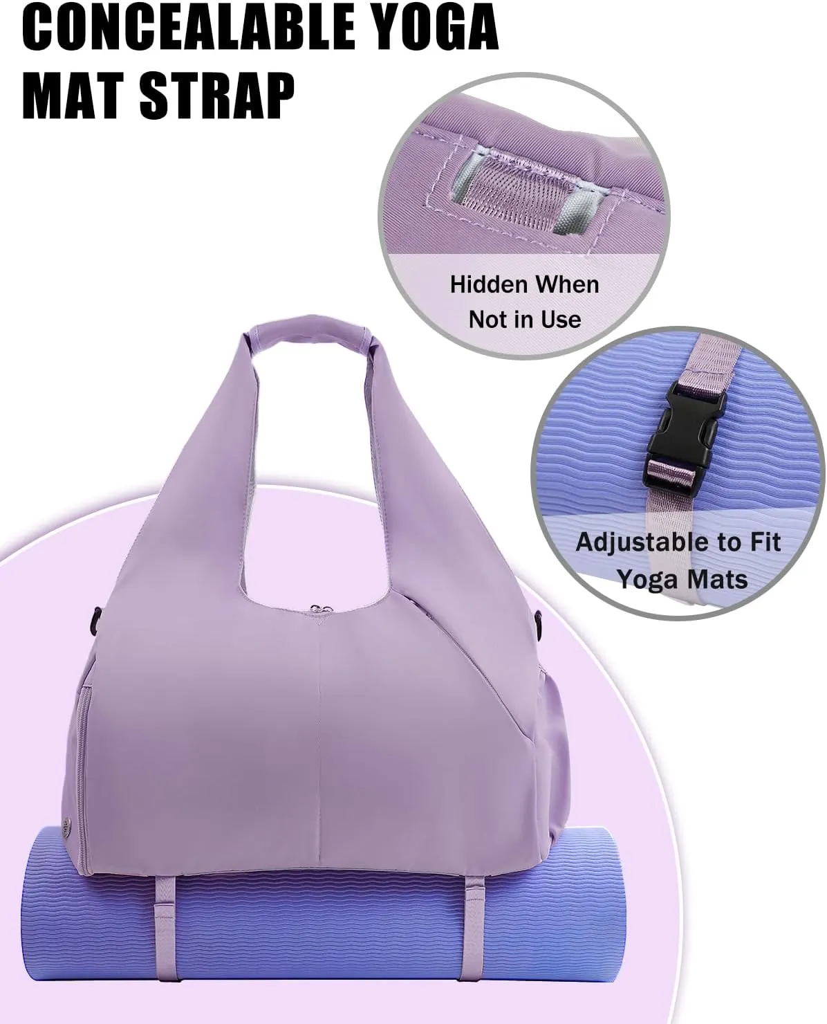 Gym Bag for Women with Shoe Compartment Yoga Mat Bag with Wet Pocket and Water Bottle Holder Weekender Bag with Strap