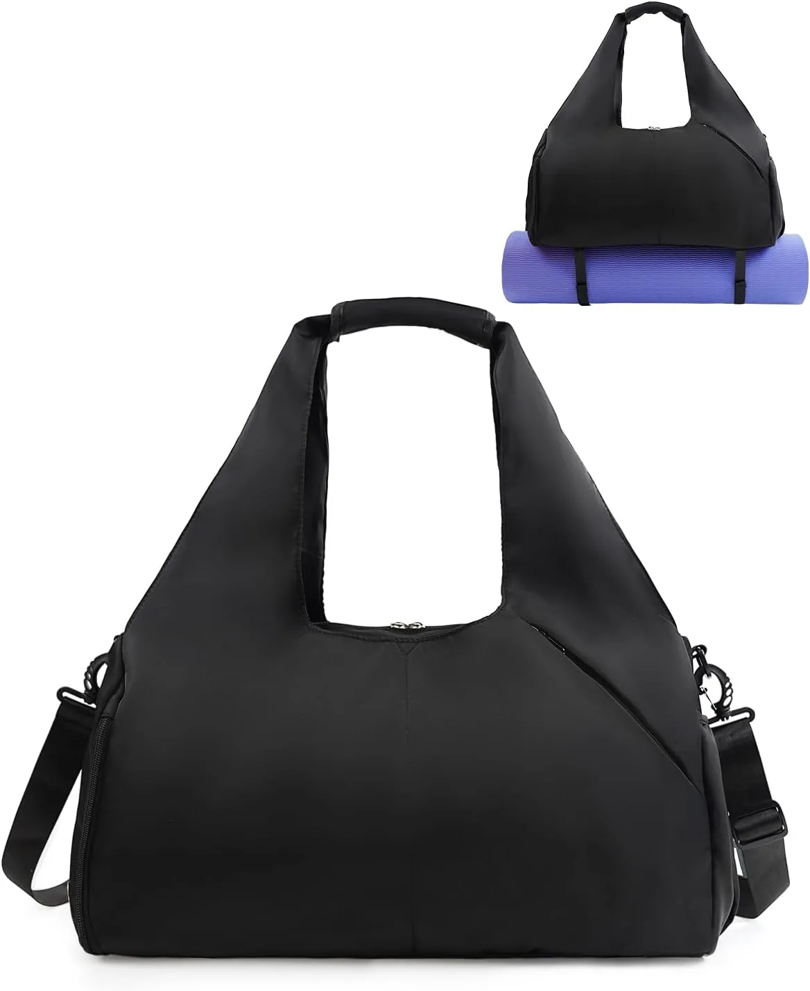 Gym Bag for Women with Shoe Compartment Yoga Mat Bag with Wet Pocket and Water Bottle Holder Weekender Bag with Strap