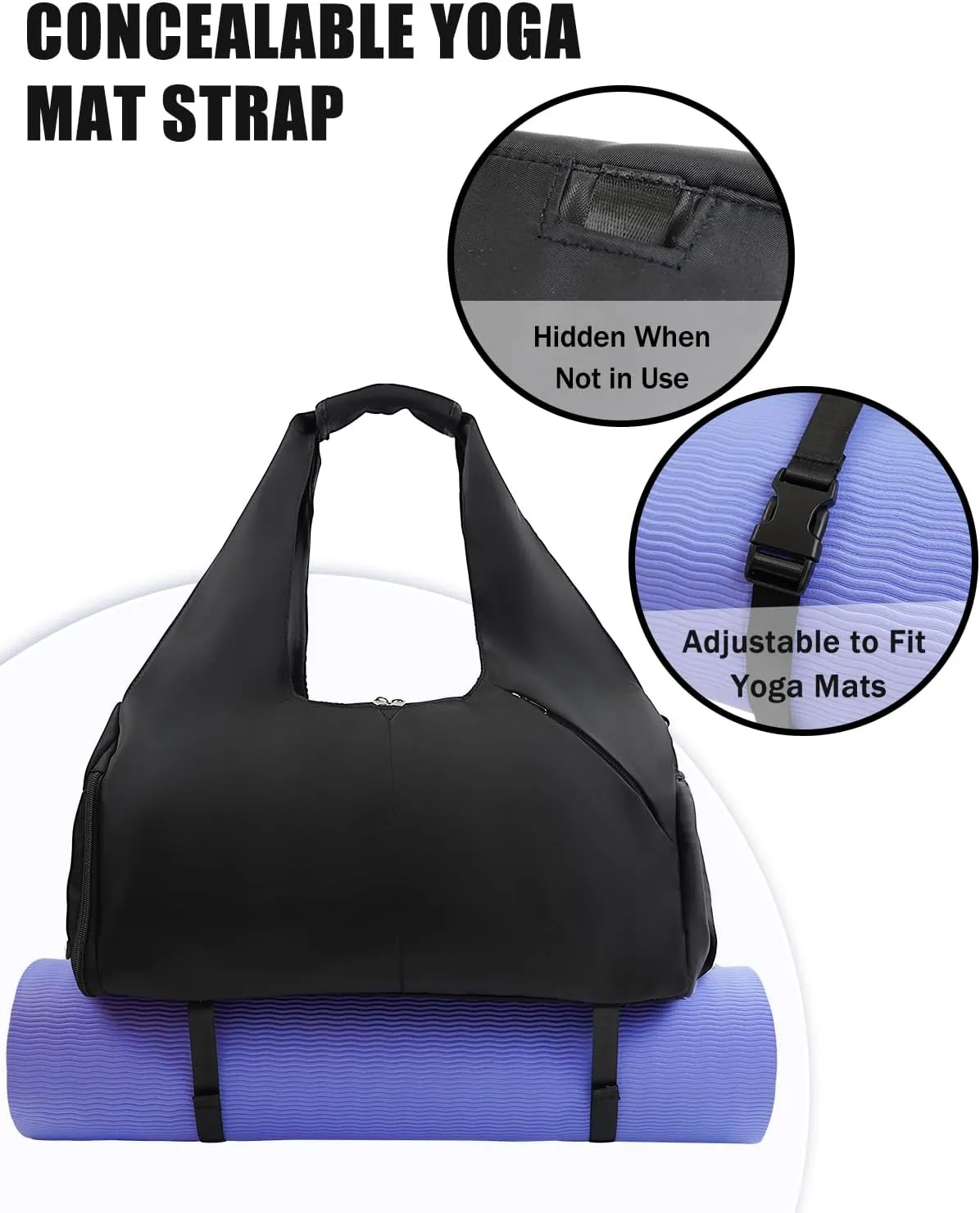 Gym Bag for Women with Shoe Compartment Yoga Mat Bag with Wet Pocket and Water Bottle Holder Weekender Bag with Strap