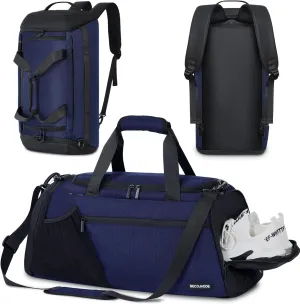 Gym Bags for Men Women 45L Large Gym Backpack Multiple Pockets Sport Duffle Bags with Shoe & Wet Compartment for Workout Travel Weekend Overnight Navy Blue