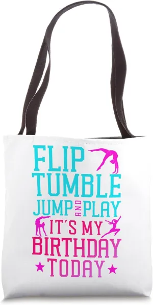 Gymnastics Birthday Tumbling Flip Tumble Jump & Play It's My Tote Bag