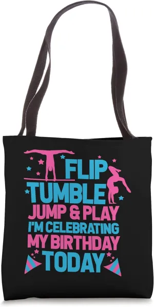 Gymnastics Gymnasts Funny Flip Tumble Jump & Play Birthday Tote Bag