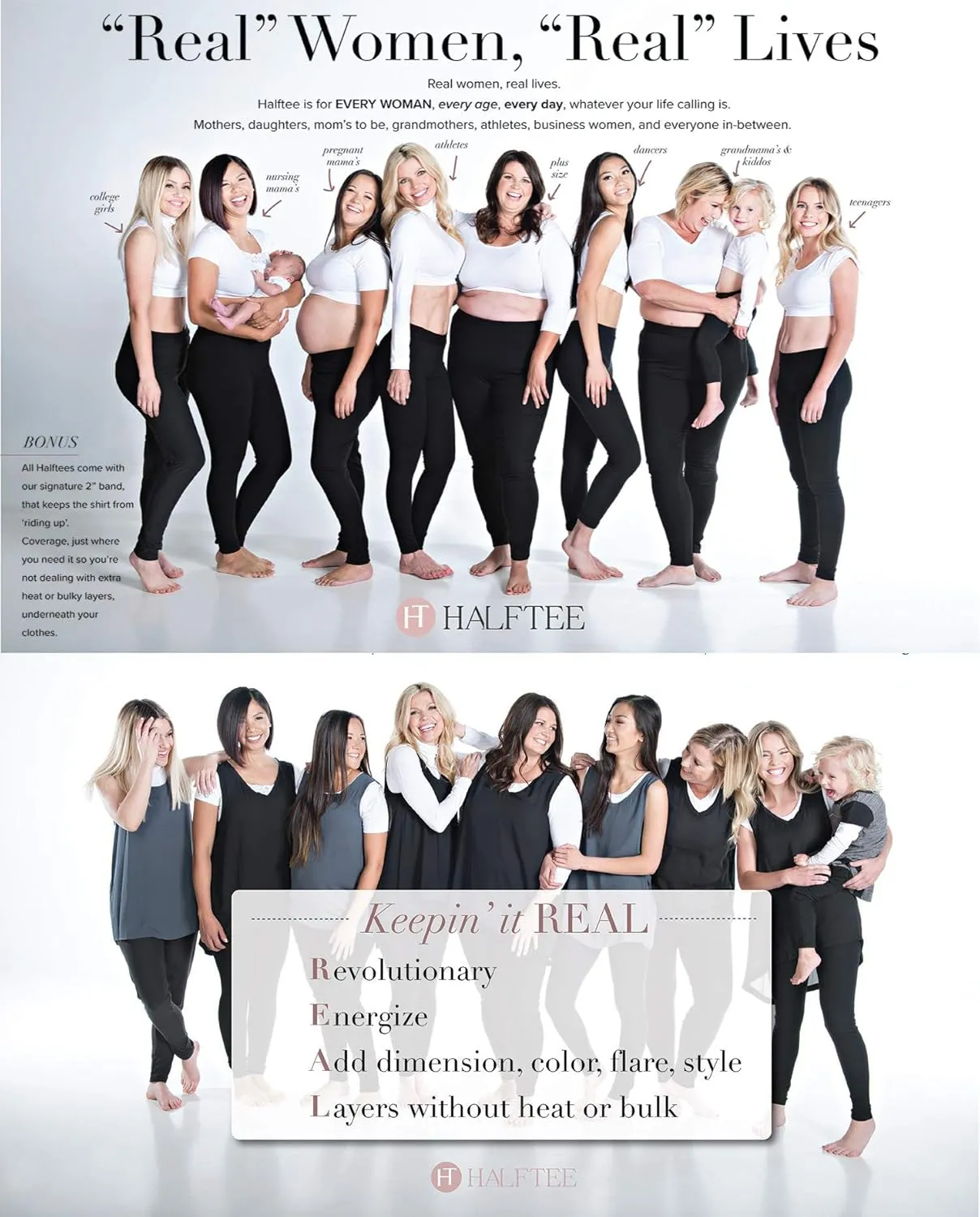 HALFTEE Girls Layering Tee | Crop Tops for Girls | Sizes 4-12