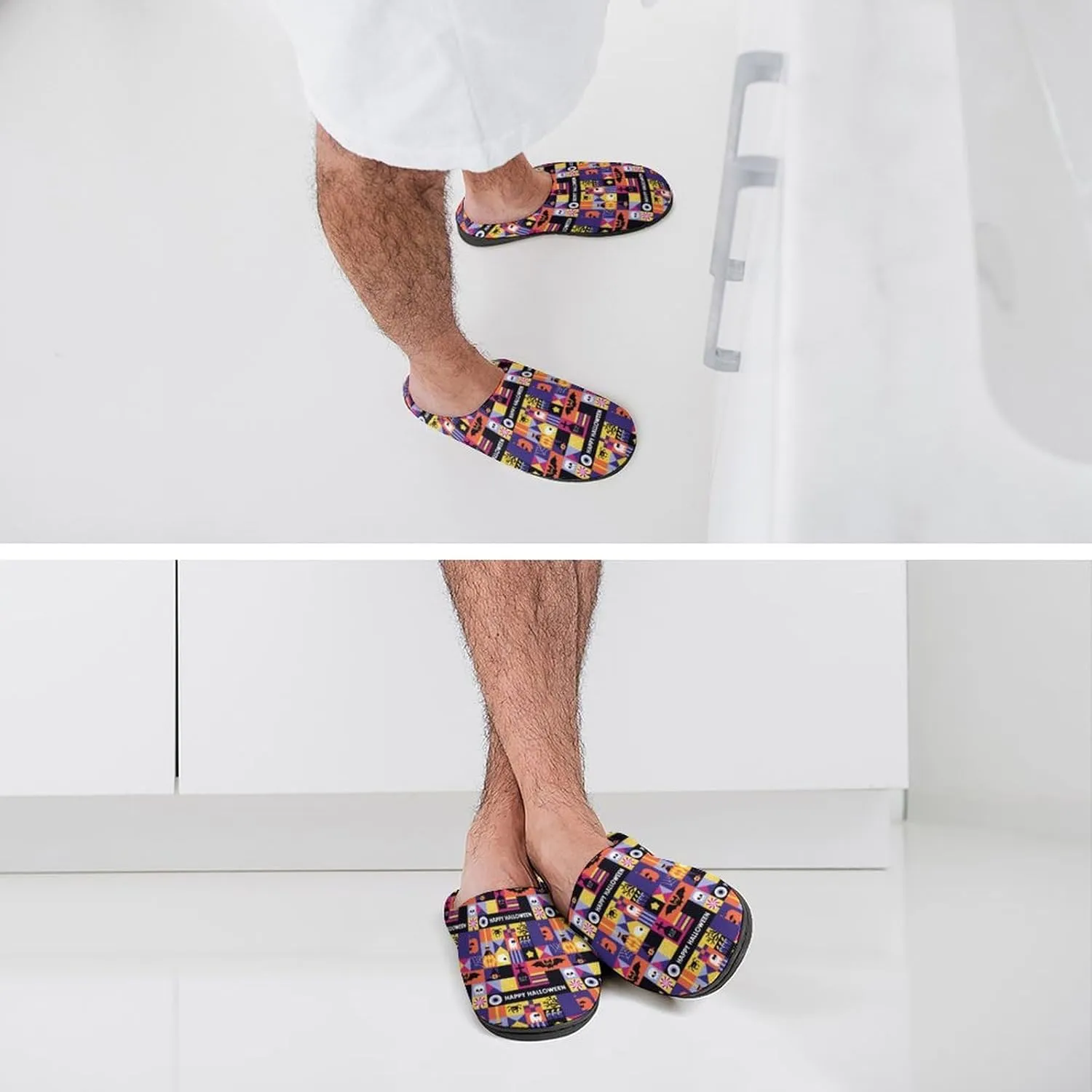 Halloween Checkered Clog Slippers For Men Non-Slip House Slippers Women's Cotton Slippers Slip-On Shoes Indoor Outdoor