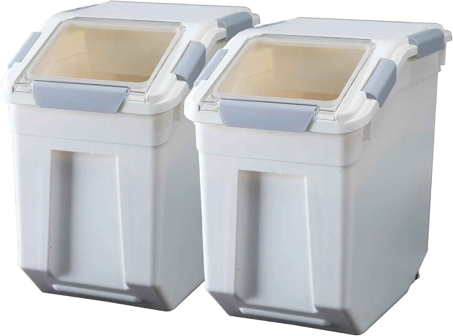 HANAMYA 25 Liter / 40 lbs Rice Storage Container with Measuring Cup, BPA free, For Rice | Grain | Pet Food | Flour, 2 count, White