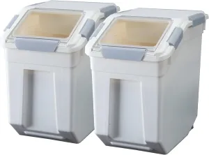 HANAMYA 25 Liter / 40 lbs Rice Storage Container with Measuring Cup, BPA free, For Rice | Grain | Pet Food | Flour, 2 count, White