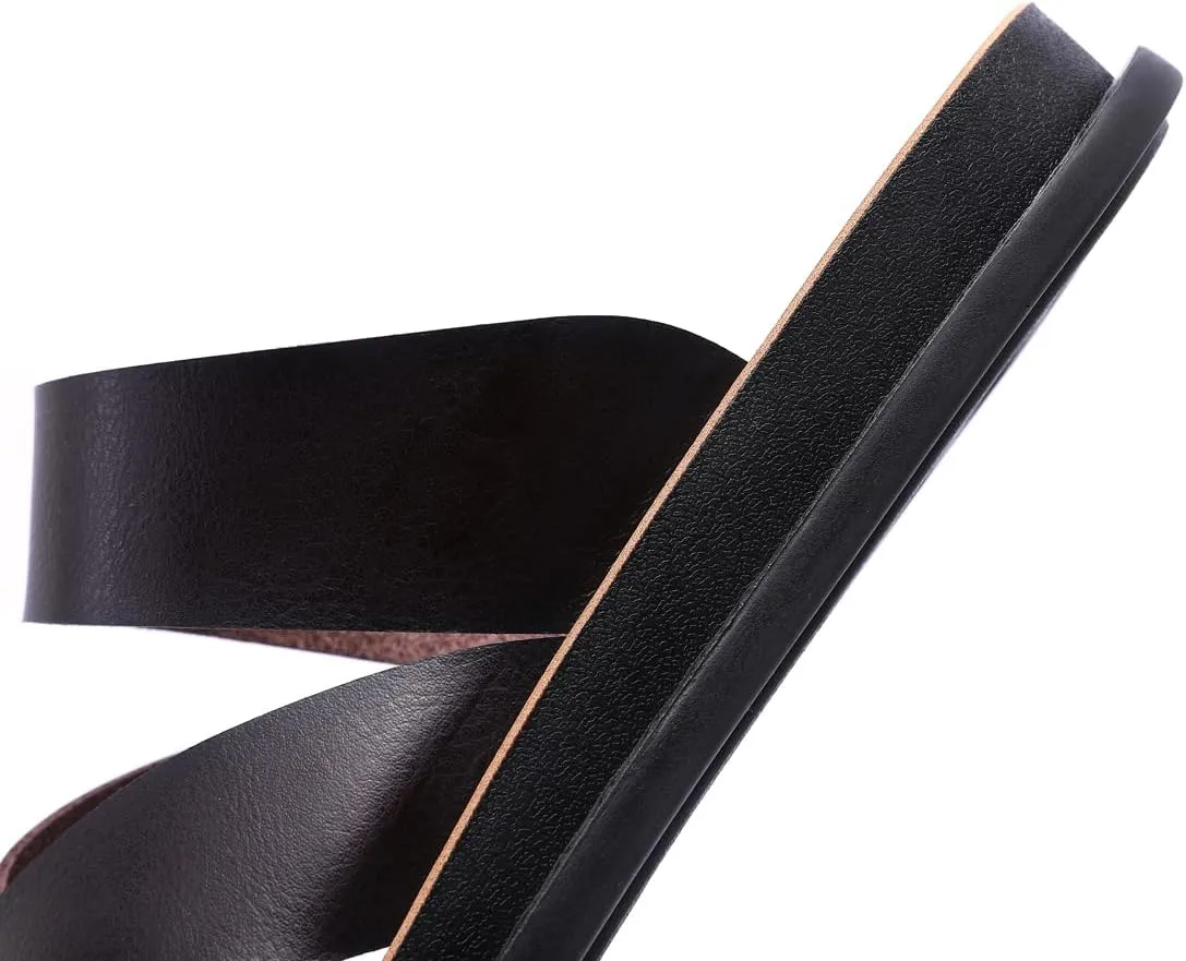 Harssidanzar Men's Sandals,Quick-Dry Flip-Flop Summer Slip On Cross Straps Slide Sandals Toe Ring Style Outdoor And Indoor KM221US
