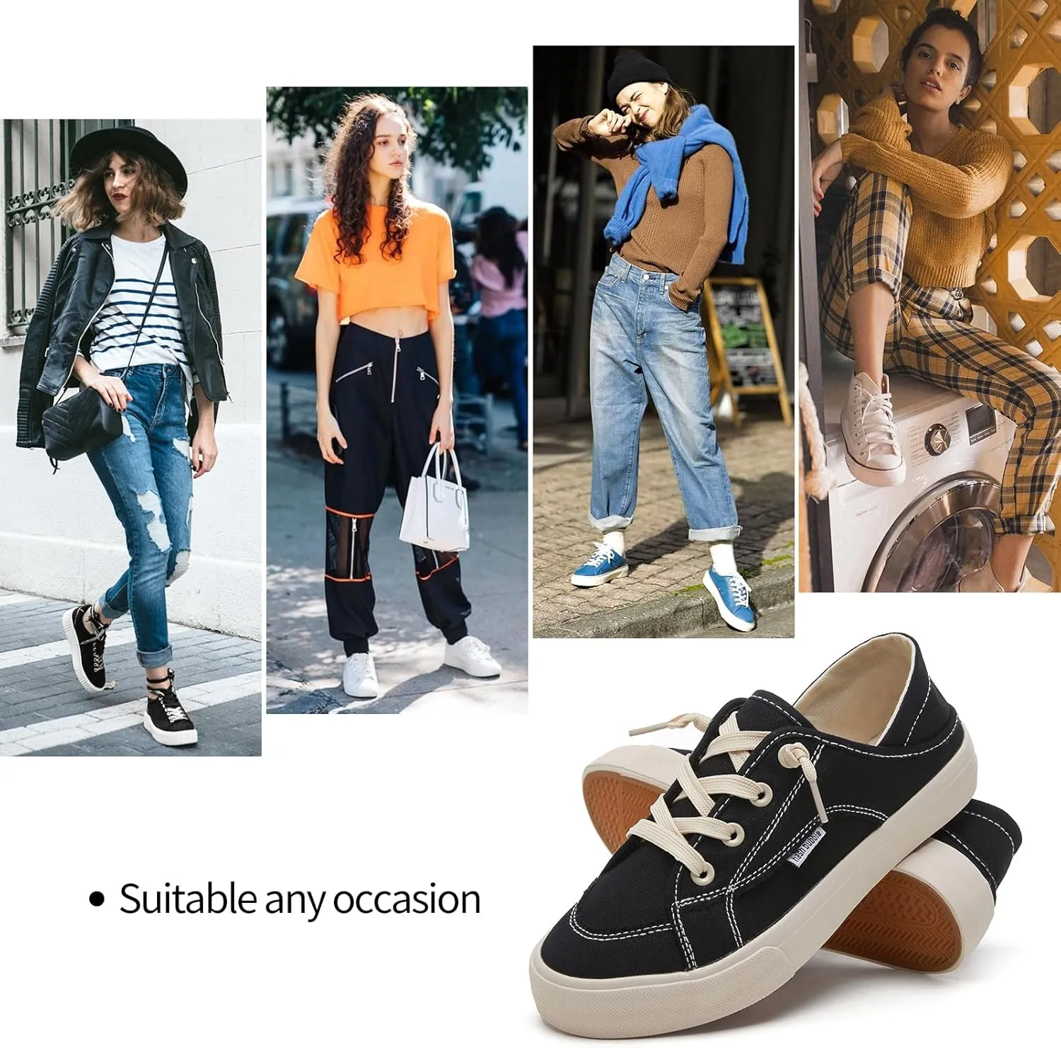 hash bubbie Women's Slip on Shoes Canvas Shoes Non Slip Fashion Sneakers for Women Low Top Loafers
