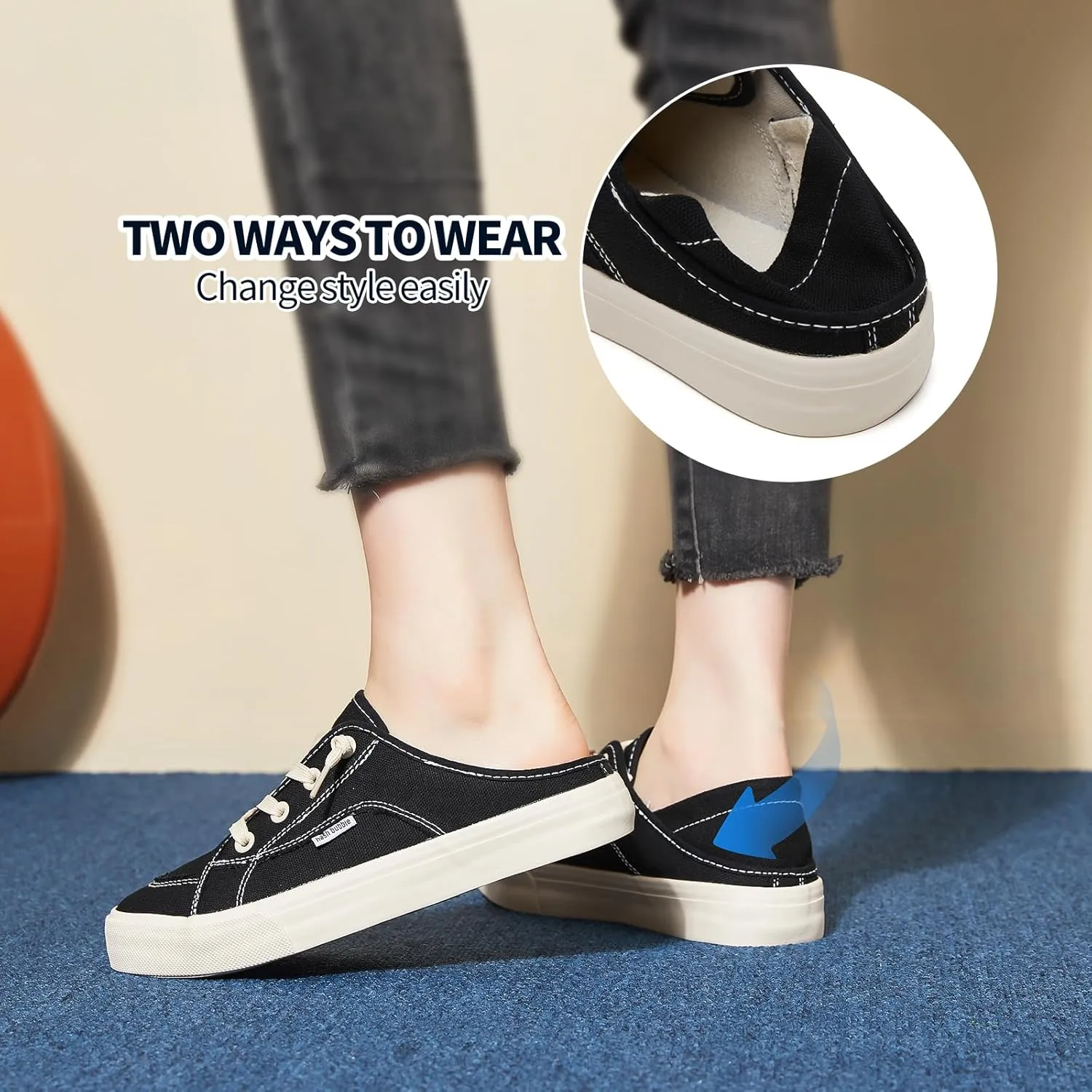 hash bubbie Women's Slip on Shoes Canvas Shoes Non Slip Fashion Sneakers for Women Low Top Loafers