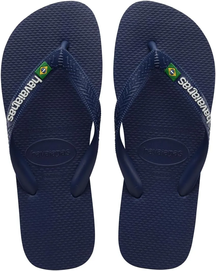 Havaianas Men's Brazil Logo Flip Flop Sandal, Navy Blue, Brazil 43/44, US 11-12