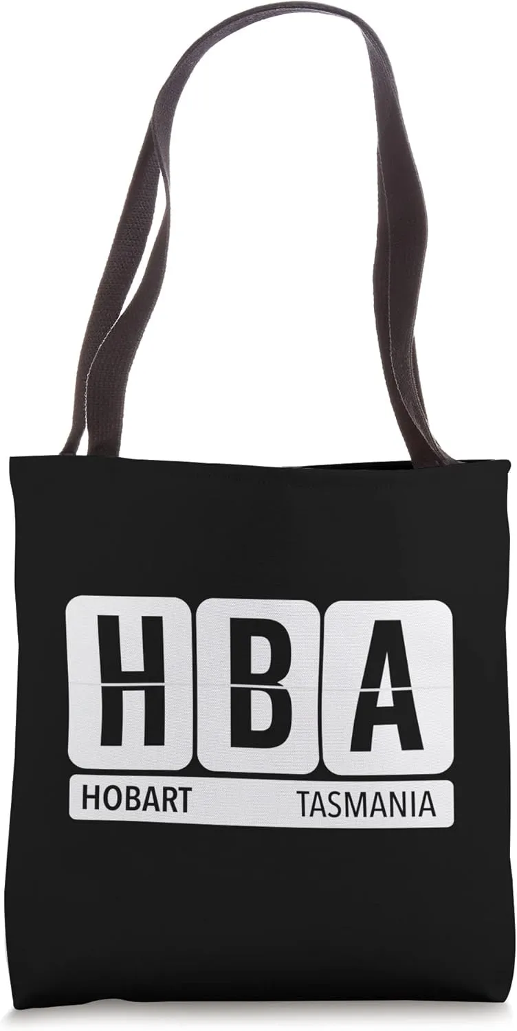HBA Hobart Tasmania AU Travel Souvenir Traveler Black Text Tote Bag