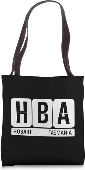 HBA Hobart Tasmania AU Travel Souvenir Traveler Black Text Tote Bag